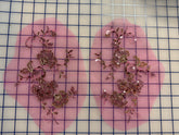 Applique - Embroidered Large Sequined Motifs Pink and Copper Pairs